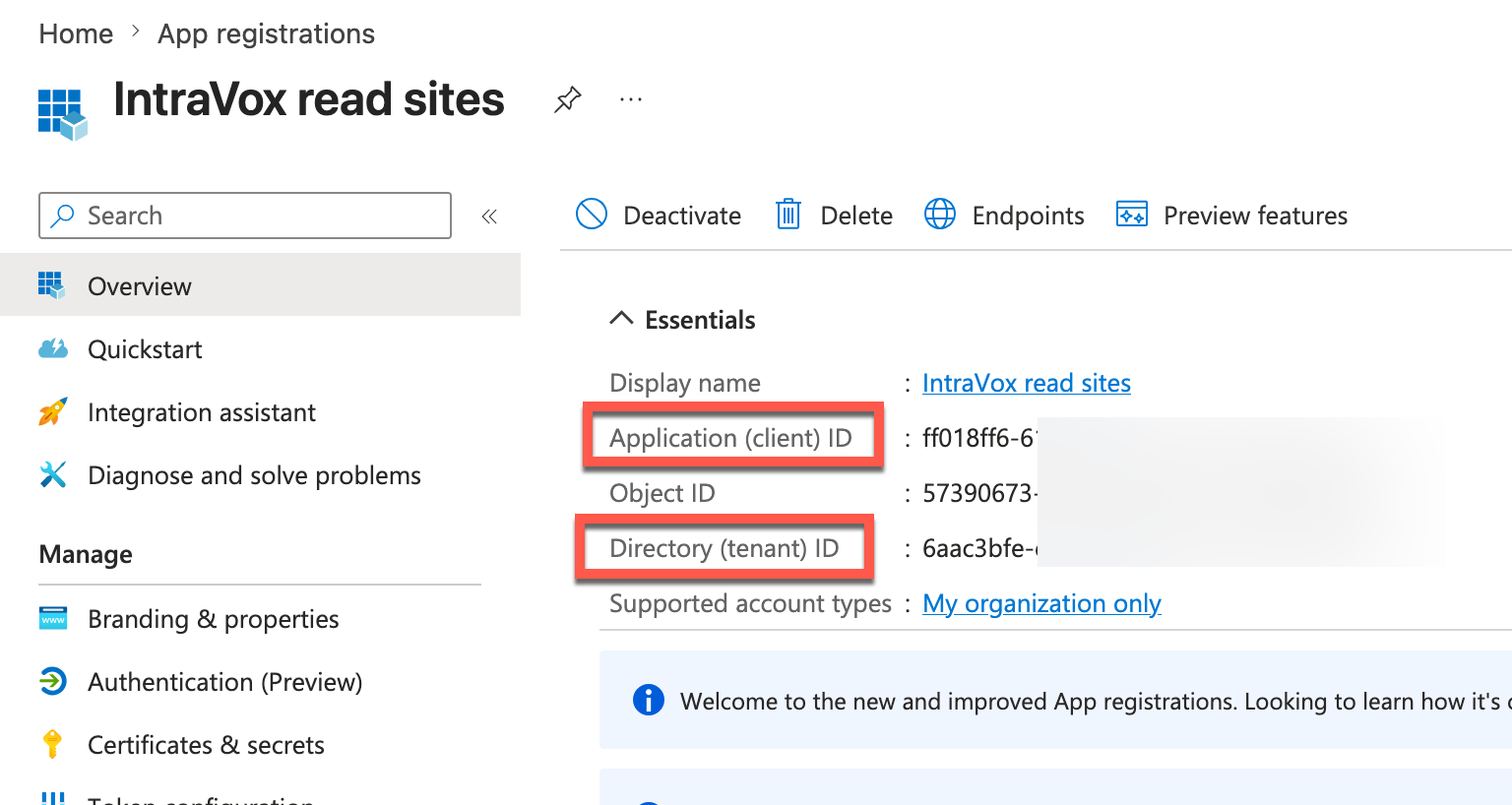 Application and tenant IDs in Microsoft Entra