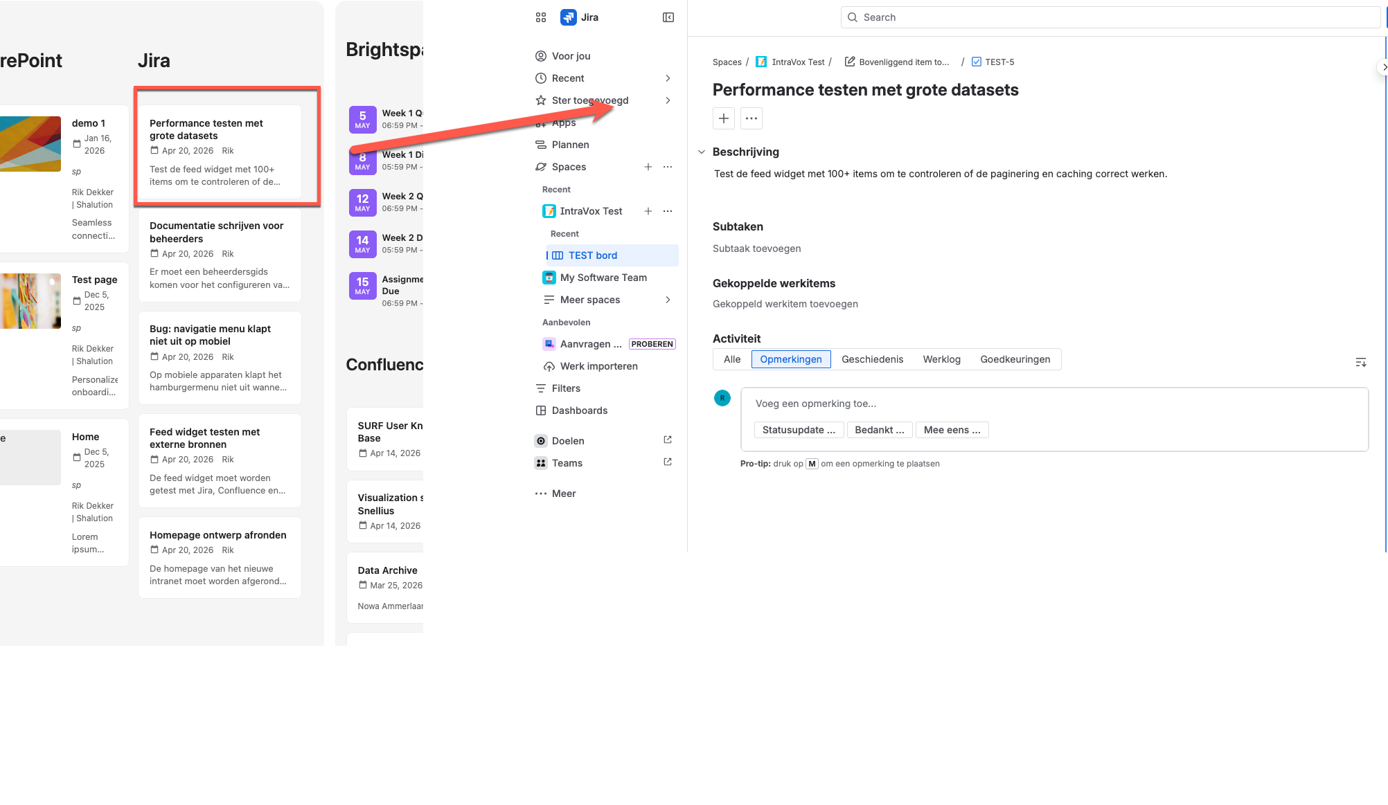 Clicking a Jira issue in IntraVox opens it in Jira