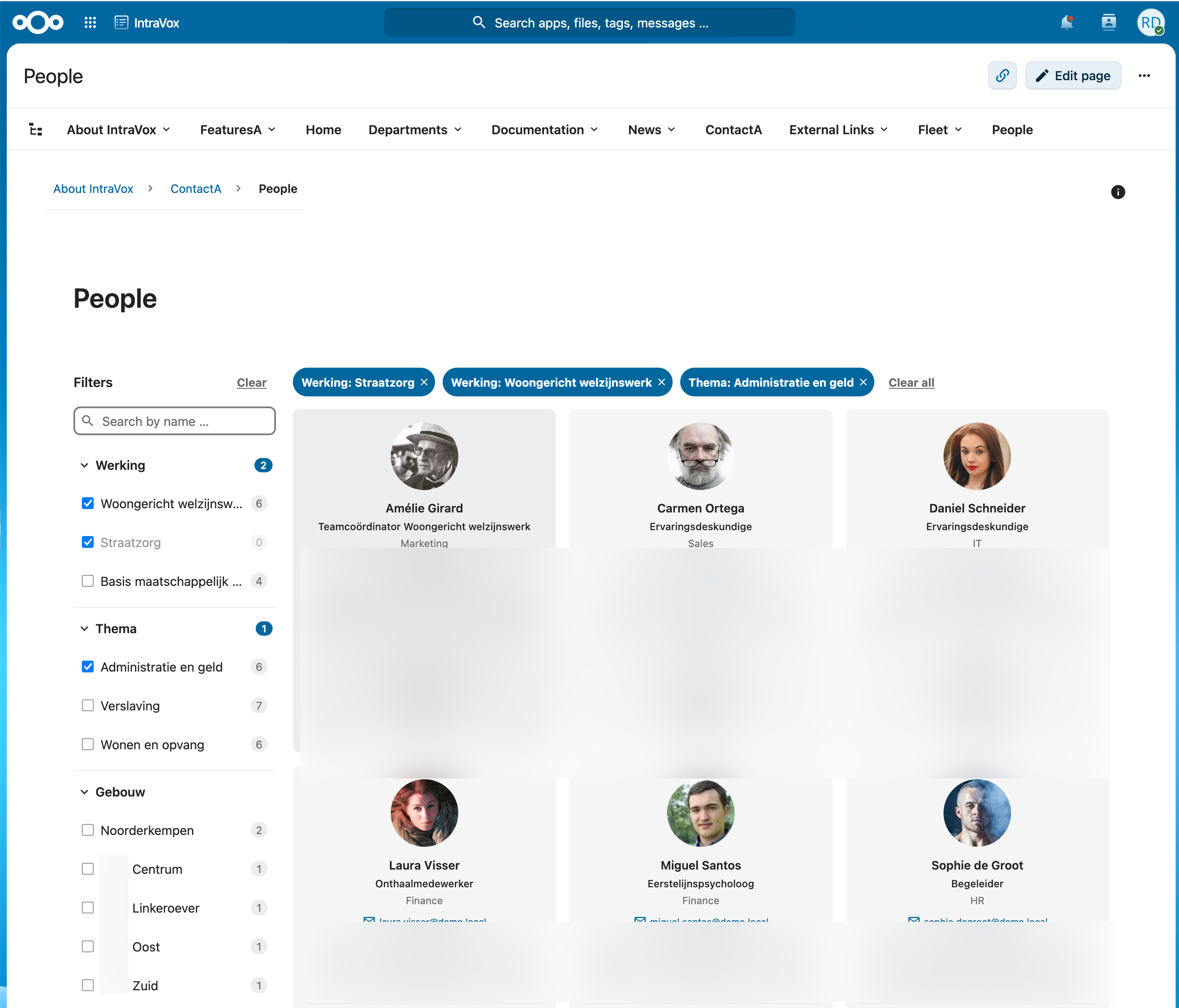 People-widget met bezoekersfilters