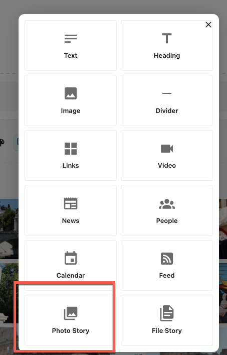 Photo-story in de widget-picker