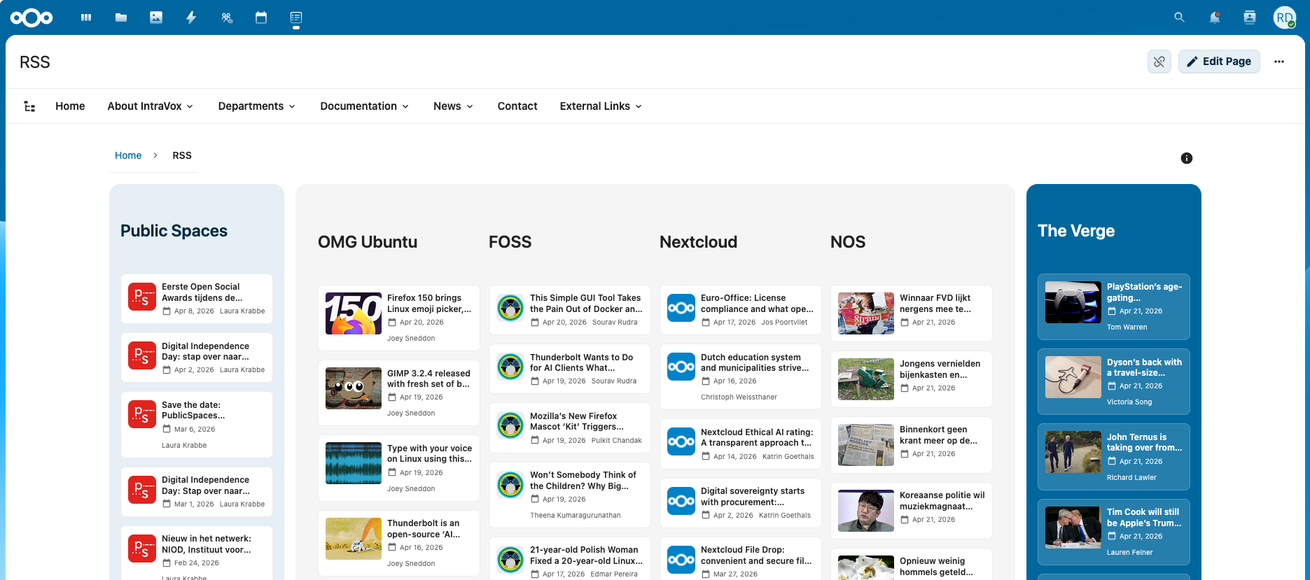 RSS-feeds vanuit meerdere bronnen in lijst- en grid-layout