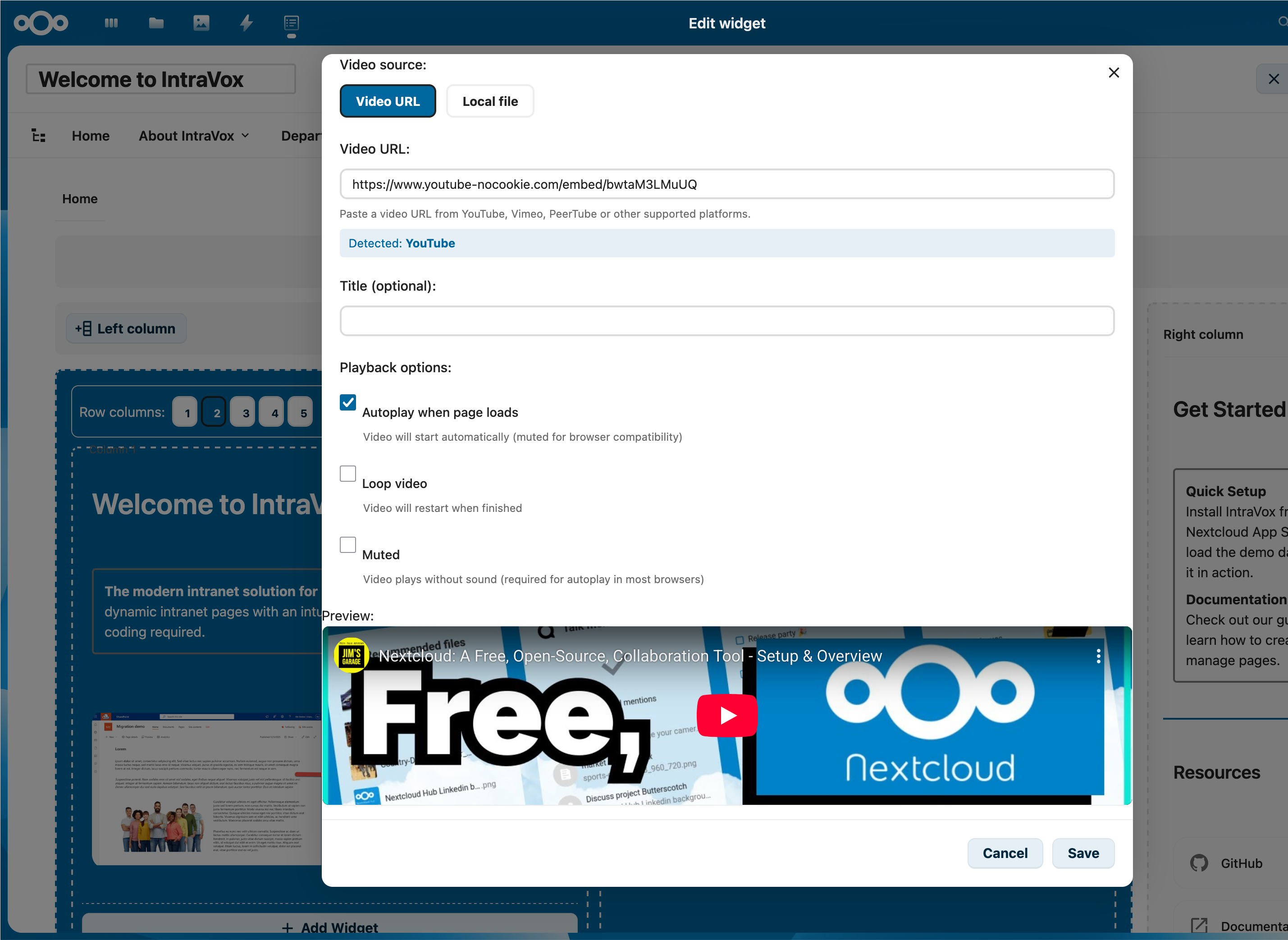 Video-widget-editor met platform-detectie