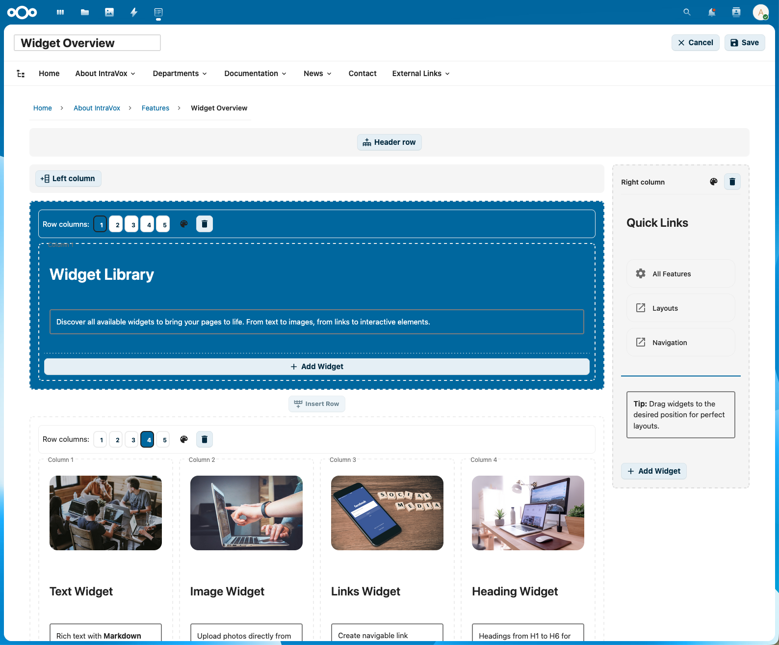 Beschikbare widgets