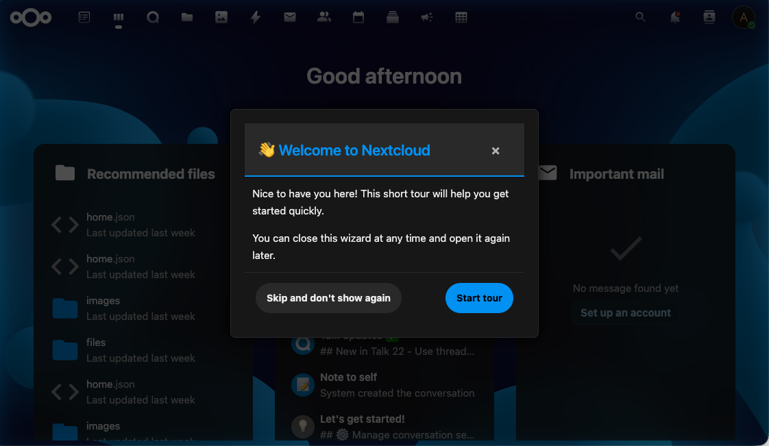 IntroVox-tour in Nextcloud-dark-thema
