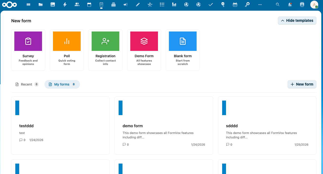 FormVox Start Pagina